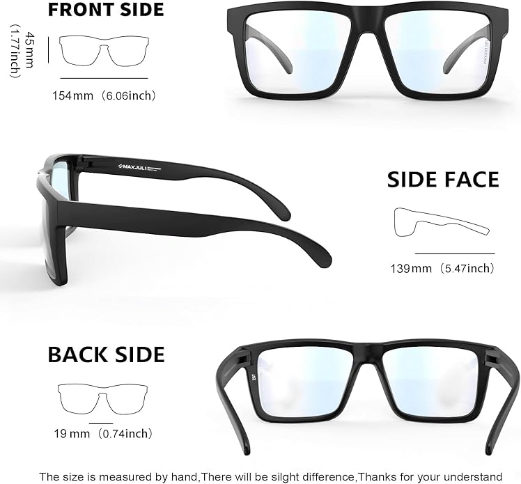 MAXJULI Blue Light Glasses XXL Size Double Extra Large Z87 for Big Wide Heads Men 8228