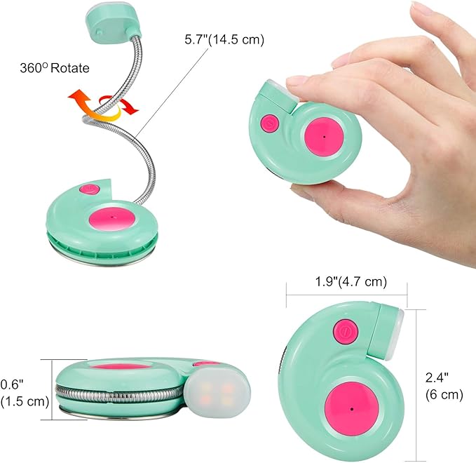 LUXSWAY Rechargeable Reading Book Light for Kids,LED Reading Light for Books in Bed,Amber Book Lights with Clip,Flexible Gooseneck,Cute Bookmark Lights for Bookworms-Blue