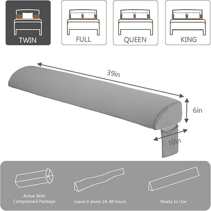 DUMOS Bed Wedge Pillow for Headboard & Mattress Gaps, 39-inch Long - Supportive Wedge Pillow with Side Pockets, Bed Wedge for Back Pain Relief, Reading & Sleeping, Removable Washable Cover