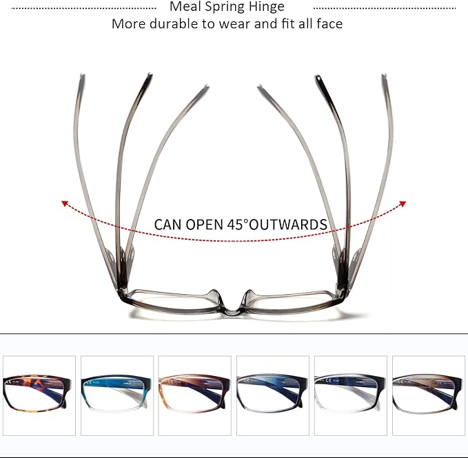 JOSCHOO Computer Reading Glasses for Women and Men 6 Pack Blue Light Blocking Spring Hinge Readers