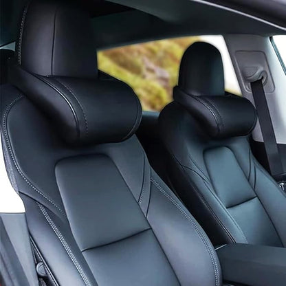 Car Headrest Neck Pillow Support Memory Foam Ergonomic Design Accessory for Driving Seat Fatigue Relief Compatible with Model S X 3 Y & Cybertruck - 2 Pieces