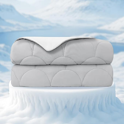 Cooling Comforter for Hot Sleepers - Lightweight Breathable Tencel Blend, Double Sided All-Season Comforter, Temperature Regulating & Machine Washable (Light Gray, Throw(70''L*60''W))