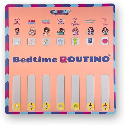 ROUTINO Bedtime Routine Chart for Kids, Visual Schedule with Interactive Paper Slider, Evening Sleep Tracker for Children, Promotes Consistent Nighttime Habits & Restful Sleep