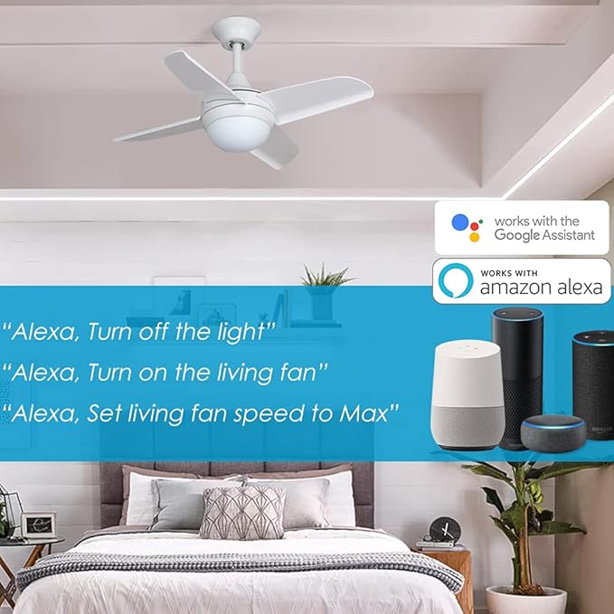 Smart WiFi Ceiling Fan Remote Control Kit, Universal Fan Remote, Controlled by Remote/WiFi/Voice, 3 Speeds 12 Timing, Compatible with Alexa, Google Assistant, Smart Life App, No Hub Required