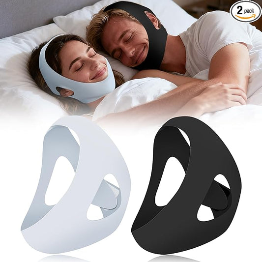 Chin Strap for Snoring (2-Pack), Anti Snoring Chin Straps for Men & Women, Adjustable Anti Snore Chin Strap to Keep Mouth Closed, Mouth Breathing Prevention, Effective Snoring Solution for Sleeping