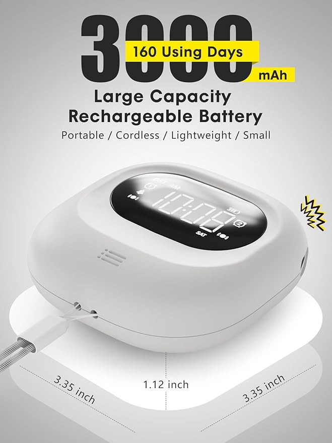 ROCAM Rechargeable Vibrating Alarm Clock Bed Shaker, 3000mAh Portable Travel Clock Under Pillow for Teens, Deaf People, Heavy Sleepers, Adults – 160-Day Standby, Great for Bedroom or Dorm Use, White