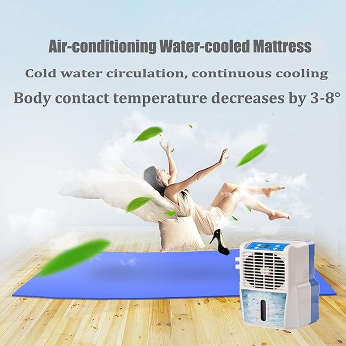 Mattress Cooler Air-Conditioned Water-Cooled Mattresses, Silent Comfortable Mattress Cooling System, Cooling Sleep Bed Fan，Blue (Size : 1.4X1.6M)