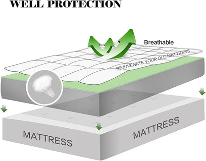 EASELAND California King Mattress Pad Pillow Top Mattress Cover Quilted Fitted Mattress Protector Long 8-21" Deep Pocket Cooling Mattress Topper (72x84 Inches, Dark Blue)