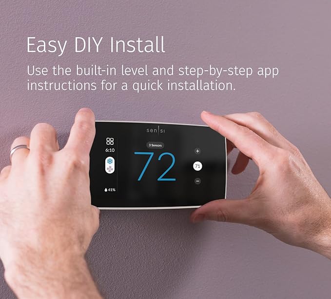 Sensi Touch 2 Smart Thermostat with Touchscreen Color Display, 100 Years of Expertise, Programmable, Wi-Fi, Data Privacy, Easy DIY, Works with Alexa, Energy Star Certified, ST76W, C-Wire Required
