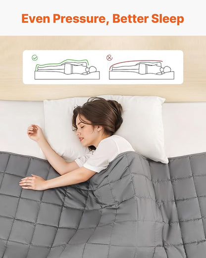 VEVOR Weighted Blanket 88 x 104 inch - King Size, 25 lbs Heavy Blanket with Cooling Glass Beads, Soft & Breathable for All-Season Use, Suitable for Adults 250-310 lbs, Ideal Gift Choice (Grey)