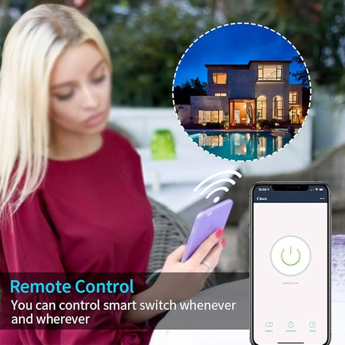 Smart Light Switch, Compatible with Alexa, Google Home IFTTT, App and Voice Control, Timing Function, No Hub Required, Suitable for 2/3/4 Box, Neutral Wire Needs MICMI, 2 Gang