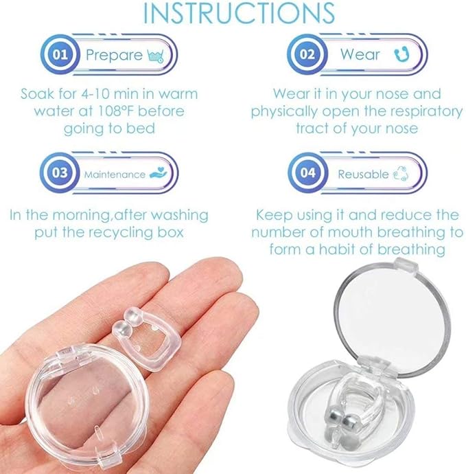 Anti Snore Clip, Magnetic Nose Clip,Silicone Anti Snoring Device for Better Sleep Quality, Comfortable & Professional Snoring Solution Sleeping Aid for Men Women, Snore Stop - 4 Pack