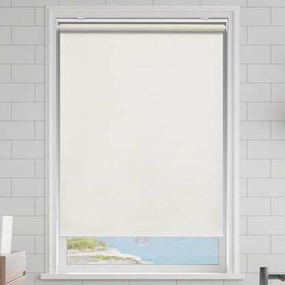 Cordless Roller Shades Blackout Blinds for Windows Room Darkening Rolled Up Shades with Spring System, UV Protection Window Shades Door Blinds for Home and Office (64" W x 72" H, Ivory)