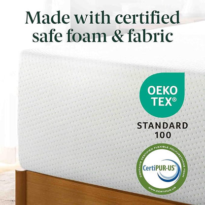 Zinus 14 Inch Queen Green Tea Memory Foam Mattress, Fiberglass Free, Medium Firm Feel, Zoned Pressure Relief, Certified Safe Foams & Fabric, Mattress in A Box