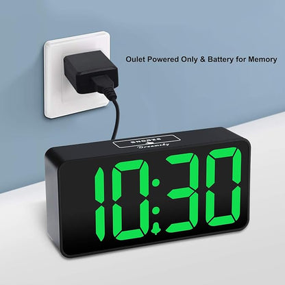 DreamSky Small Digital Alarm Clock for Bedroom, Large Big Numbers Display with Brightness Dimmer, Electric Bedside Desk Clock with USB Charging Port, Adjustable Alarm Volume, USB-C Adapter Powered