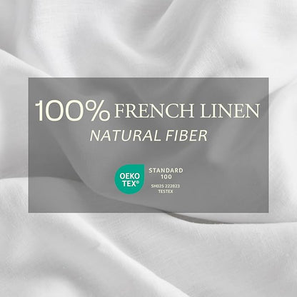 DAPU 100% Linen Duvet Cover Set - Pure Natural French Flax Linen with Multiple Corner Ties and Zipper Closure Soft Breathable Durable for Hot Sleepers 1 Duvet Cover 2 Pillowcases (White, Queen)