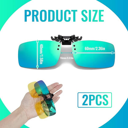 Clip on Polarized Night Vision Driving Glasses Flip up Sunglasses UV-400 to Wear Over Glasses for Night Driving