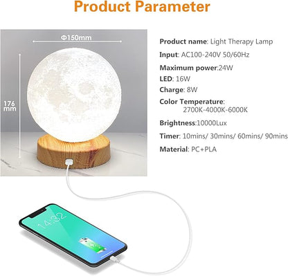 RscCleaner Light Therapy Lamp®, Happy Sun Lamp 10000 Lux with 3 Color Temperatures, Adjustable Brightness,Timer & Memory Function, Happy Sunlight Lamp with Remote Control for Home Office Decoration