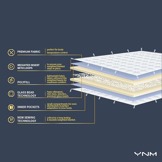 YnM Cooling Weighted Blanket — 100% Cooling Oeko-Tex Certified Material with Premium Glass Beads (Khaki Flower, 48''x72'' 20lbs), Suit for One Person(~190lb) Use on Twin/Full Bed