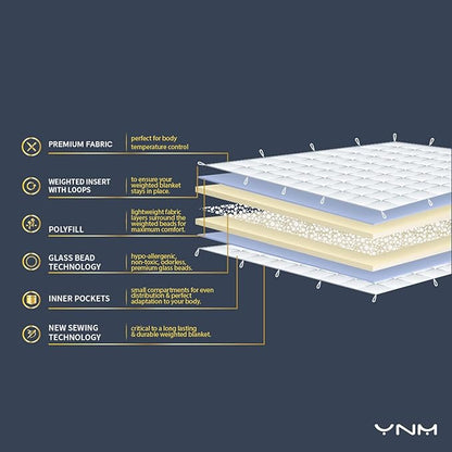 YnM Cooling Weighted Blanket — 100% Cooling Oeko-Tex Certified Material with Premium Glass Beads (Khaki Flower, 48''x72'' 20lbs), Suit for One Person(~190lb) Use on Twin/Full Bed