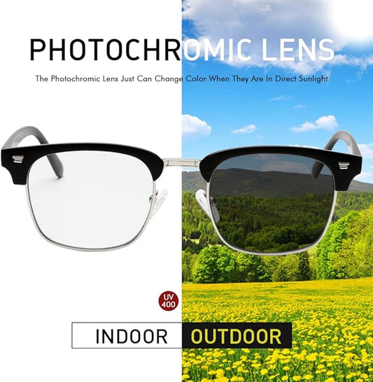 Photochromic Sunglasses Blue Light Blocking Glasses for Men and Women Day Night Multi-use