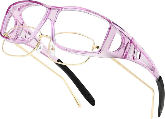 Fit Over Glasses Blue Light Blocking and Night Vision Driving Glasses for Men Women Wrap Around Goggles Eyewear PT2006