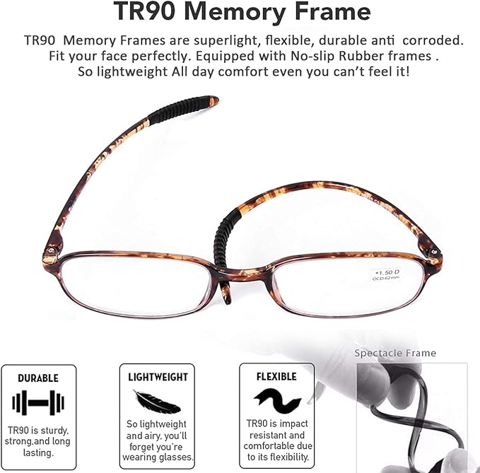 AQWANO 4 Pack Computer Reading Glasses Blue Light Blocking Lightweight TR90 Flexible Frame UV Protection Readers for Women Men +2.25