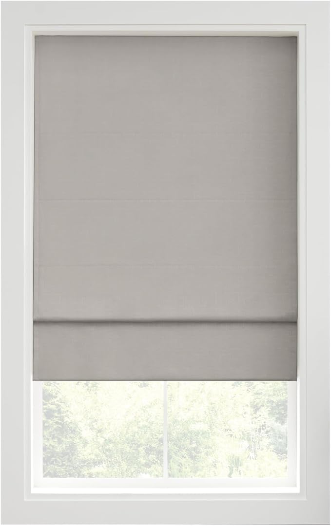 Eclipse Kylie 100% Blackout Window Roman Shade, 23 in Wide x 64 in Long, Cordless, Thermal and Noise Reducing Interior Shade Window Treatment for Home Privacy & Energy-Efficiency, Grey