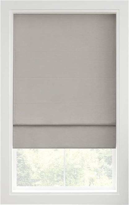 Eclipse Kylie 100% Blackout Window Roman Shade, 23 in Wide x 64 in Long, Cordless, Thermal and Noise Reducing Interior Shade Window Treatment for Home Privacy & Energy-Efficiency, Grey