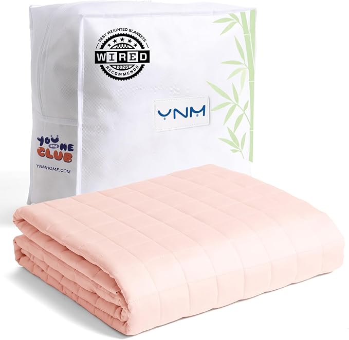 YnM Cooling Weighted Blanket for Adults, 12lbs Heavy Bed Throw for One Person of 110lbs, Perfect for Hot Sleepers or Warm Climates with Rayon/Glass Beads(60x80 Inches, Queen Bed, Pink Rose)