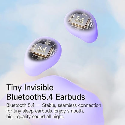 sunvito Sleep Earbuds for Side Sleepers, Mini Invisible Wireless Bluetooth 5.4 Micro Sleep Headphones, Hidden Earbuds with LED Screen for Small Ears Sleeping, Working, Exercise, Hiking(Purple)