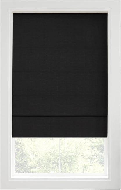 Eclipse Kylie 100% Blackout Window Roman Shade, 23 in Wide x 64 in Long, Cordless, Thermal and Noise Reducing Interior Shade Window Treatment for Home Privacy & Energy-Efficiency, Black
