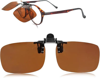 Clip on Polarized Night Vision Driving Glasses Flip up Sunglasses UV-400 to Wear Over Glasses for Night Driving