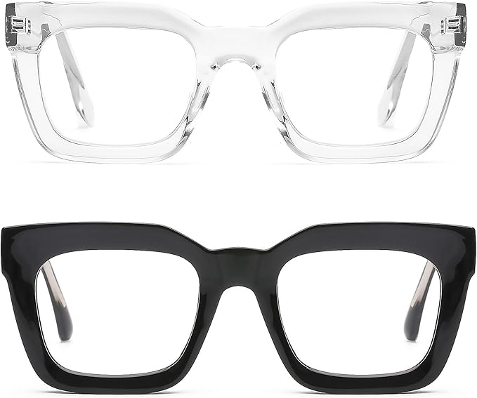 AQWANO Stylish Oversized Reading Glasses for Women Fashion Designer Readers Blue Light Square Computer Glasses