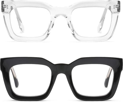 AQWANO Stylish Oversized Reading Glasses for Women Fashion Designer Readers Blue Light Square Computer Glasses