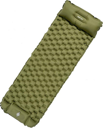 Night Cat Inflatable Sleeping Pads Mat Bed with Pillow Foot Pump for Camping Backpacking Hiking Ultra-Light Compact Comfortable Extendable 77"x25.5"