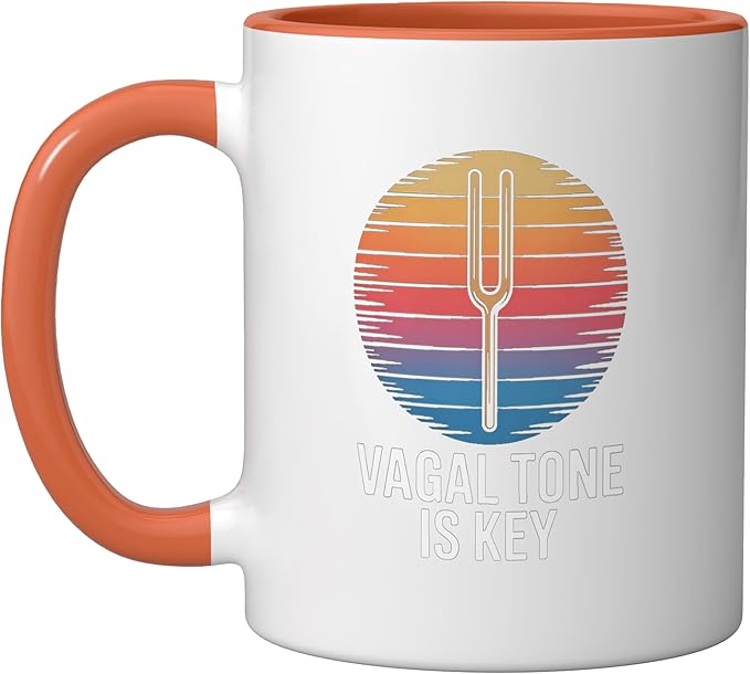Relaxation Breathing Stress Vagus Nerve Stimulation Anatomy Ceramic Mug, Orange/White
