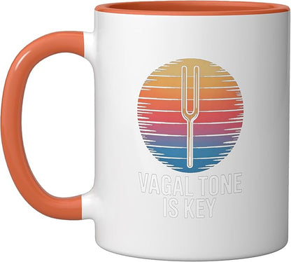 Relaxation Breathing Stress Vagus Nerve Stimulation Anatomy Ceramic Mug, Orange/White