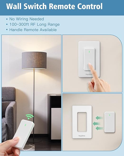 Remote Control Light Socket for 500W E26/E27 Bulb Base Holder, Wireless Wall Mounted Light Switch, 1 Remote Switch & 2 Light Sockets, No Wiring Wireless Light Switch Kit Light Fixtures