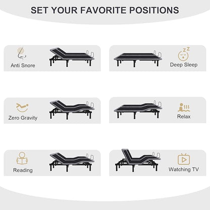 Split King Adjustable Beds with Thickened Frame, Adjustable Bed Frame with with Wireless Remote, Separate Head/Foot Lift, Massage, Zero Gravity,USB Ports, Adjustable Bed Bases with Sturdy Metal