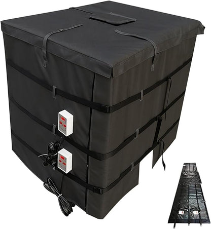 IBC Tote Heater Blanket, IBC Tote Insulation Blanket, 1000L, Smart Temperature Control up to 200°C, IBC Tote Blanket with Thermostat, for Petroleum, Chemical, Food Processing Black