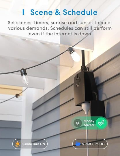 meross Outdoor Dimmer Plug, Smart Outdoor Plug Works with Apple HomeKit, Alexa, Google Home, IP44 Outdoor Dimmer for String Lights Lamps, Patio Lights with Voice & Remote Control, Schedule & Timer