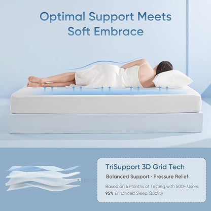Elegear King Cooling Mattress Pad for Hot Sleepers, Waterproof Cold Mattress Topper with TriSupport 3D Tech Balanced Support & Enhanced Breathability, Soft Fluffy Bed Protector Deep Pocket Up to 16"