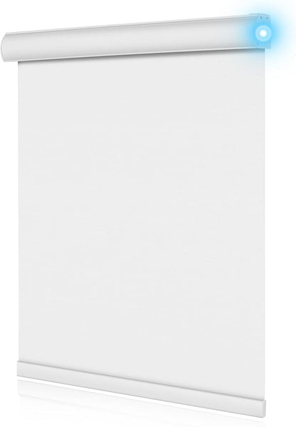 BERISSA Motorized Blinds with Remote,Blackout Smart Blinds for Windows,Linen Fabric,Remote Control,Customized Automatic Shades,Electric Shades with USB/Solar Pannel.White