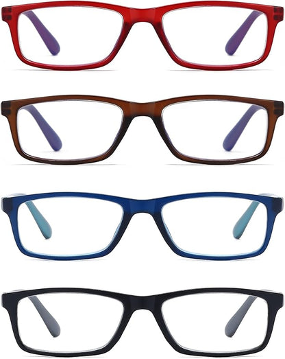 Reading Glasses Blue Light Blocking for Men Women,Rectangular Frame Computer Readers with Spring Hinge