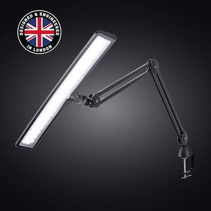 daylight Lumi Task Lamp - Professional 4000 Lux LED Desk Lamp, Adjustable, Color Accurate, Eye-Caring for Office, Home Office, Artist, and Reading - Black