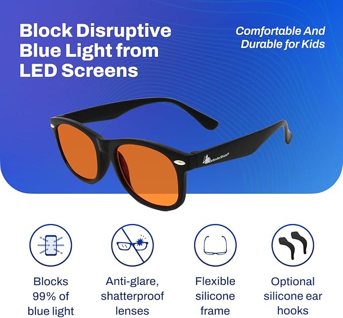 DefenderShield Blue Light Blocking Glasses Kid Series for Computer, Mobile, Gaming, Sleep-Purple - Anti Eye Strain, Headache