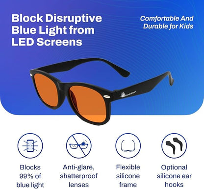 DefenderShield Blue Light Blocking Glasses Kid Series for Computer, Mobile, Gaming, Sleep-Purple - Anti Eye Strain, Headache