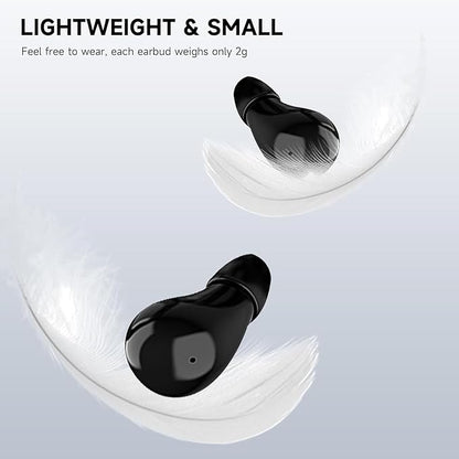 Invisible Sleep Earbuds, Smallest Sleep Headphones for Side Sleepers Low Profile Micro Tiny Discreet Hidden Earbuds for Work, Wireless Mini IPX5 Waterproof for Small Ear Canals, Deep White