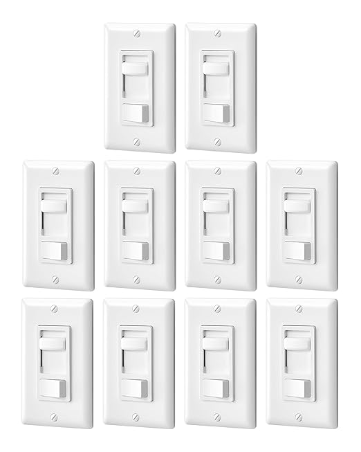 DEWENWILS Dimmer Switch for LED Lights, 600W Incandescent/Halogen and 150W CFL/LED, Single-Pole or 3-Way Dimmer Light Switch, ETL ＆ cUL Listed, White, 10 Packs